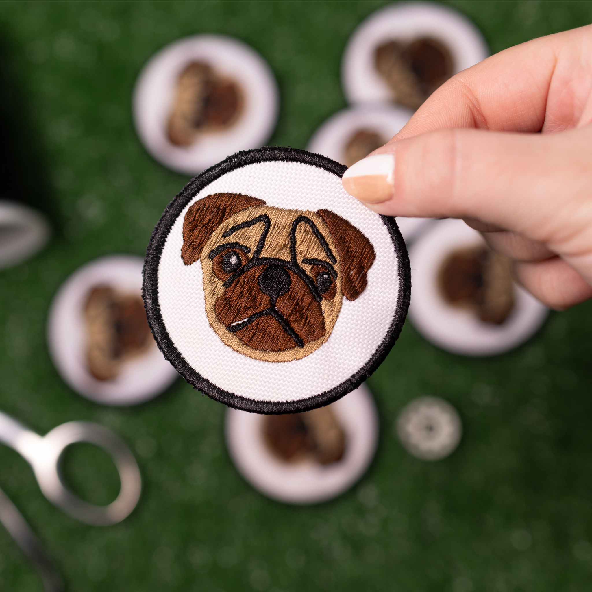 Pug Face Circle Patch