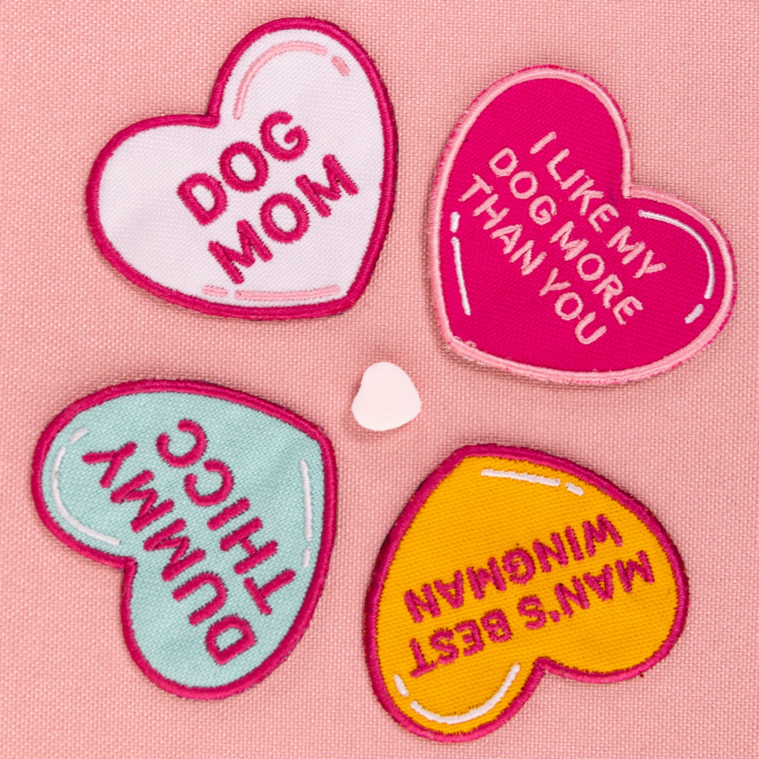 Conversation Heart Hook & Loop Patch Pack of 6